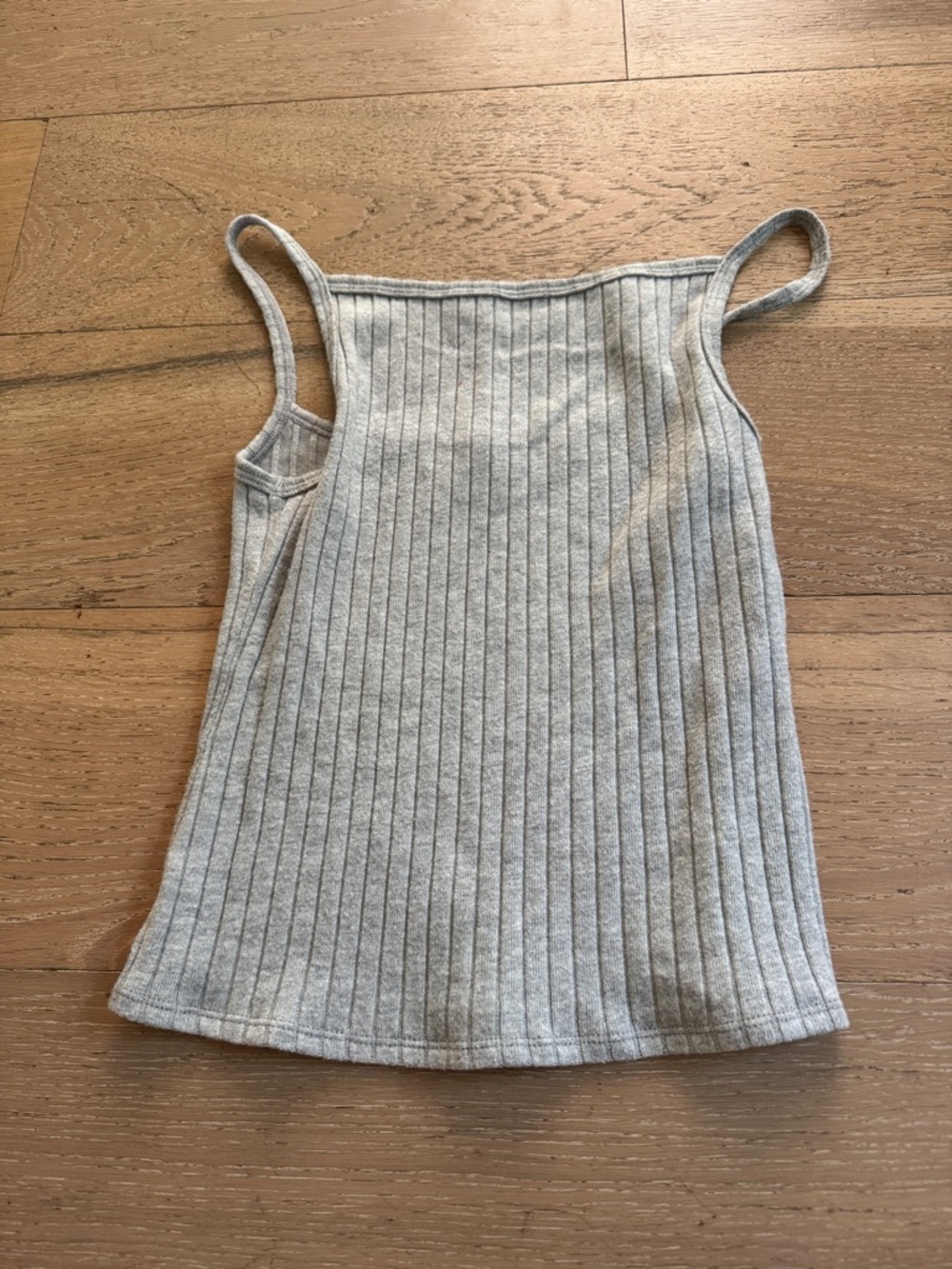 DONNI. Ribbed Square-Neck Cami Tank - Light Gray